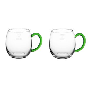 Novaliv 2x Weinseidel mit grünem Henkel | Glas, 250 ml | Weißweinglas, Glühweingläser, Teegläser | perfekt für Hausgäste