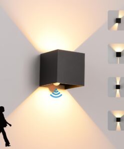LED Wandleuchte Innen/Aussen mit Bewegungsmelder - 12W Wandlampe, IP 65 Wasserdichte, 3000K Warmweiß, Up/Down Adaptable