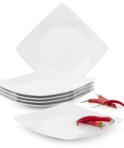 Konsimo Frühstücksteller für 6 Personen - Dessertteller aus Keramik - Weiss - 21x21 cm - Modern EPIRI