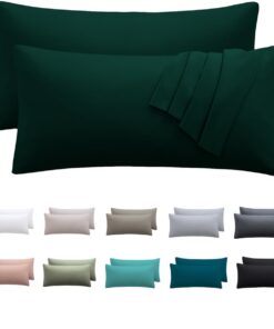 Nacency Kissenbezug 40 x 80 2er Set - Kopfkissenbezug 40x80 cm Dunkelgrün, 100% Mikrofaser, Weich und Bügelfrei Nacency