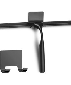 SSTOOHL Schwarz Handheld Duschabzieher Edelstahl, selbstklebende Haken, 35CM für Badezimmer