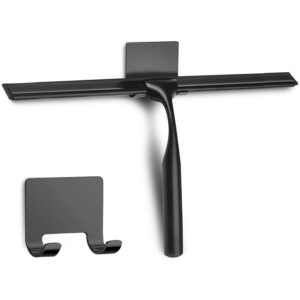SSTOOHL Schwarz Handheld Duschabzieher Edelstahl, selbstklebende Haken, 35CM für Badezimmer