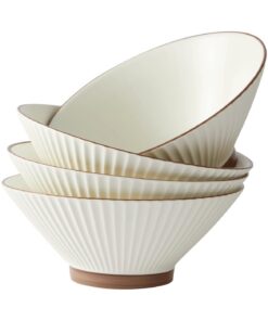 Jiwoo Ramen Schüssel Set 1100ml 4-teilig Ø20cm Keramik - Mikrowelle & Spülmaschine sicher