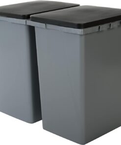 Iris Ohyama Rechteckiger Kunststoffbehälter mit Verschlusssystem 2er-Set 45 l Grau stapelbar Verschlussklammern B34 x T3