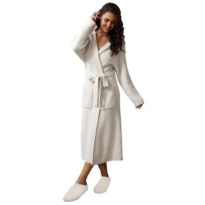 MH MYLUNE HOME Ultraweicher Bademantel mit Taschen - flauschig und SPA-Bademantel für Damen Osama-Szenen