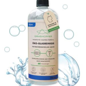 GRASHÜPFER® Öko-Glasreiniger für Fensterroboter und Fenstersauger I 750 ml I Bio-, Tier- und Umweltfreundlich I Streifen
