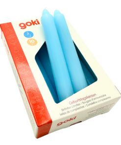 Goki 15427 Geburtstagskerzen 10 Stück, blaue Wachskerzen Set 10er Pack, Festliche Dekoration für Kuchen und Feiern