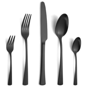 Gifcomda Schwarz Matt Besteck Set für 6 Personen Spezialisten Speisezimmerspezialist Spülmaschinenfest Hochglanzpoliert
