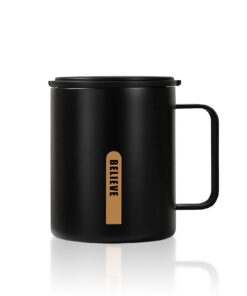 Boziee Thermobecher 316 Edelstahl doppelwandig Schwarz BPA-Frei heiß/kalt Büro & Zuhause Ideal Isolation