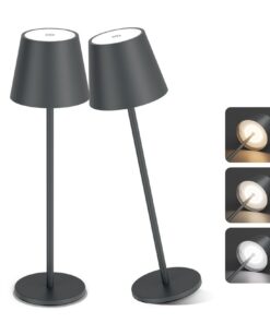 Aipsun Warmweiß LED Akku Tischleuchte für Restaurant und Schlafzimmer - 6000mAh Outdoor Lampe (Anthrazit)