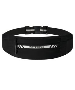 WATERFLY Laufgürtel für Handy Lauftasche Joggen: Sportgürtel mit 4 Taschen für Herren und Damen zum Laufen Sport Fitness