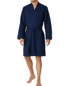 Schiesser Herren Bademantel Waffelpiqué-Optik - Luxuriöse Comfort-Badetextilien für den Hausgebrauch --langweile Dich ni