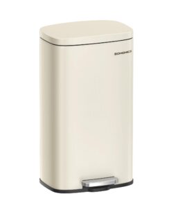 SONGMICS Küchenmülleimer 30 Liter Stahl Softclose Treteimer mit Fußpedal sandbeige LTB03A02