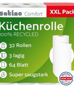 Küchenrolle 3-lagig – saugstark, reißfest & besonders weich – Satino – Made in Germany – Küchentücher Vorrat – Reserve –