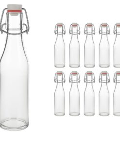 hocz Leere Bügelflaschen 330ml 10er Set Weiß - Mit Bügelverschluss für Bier, Saft, Likör & Saucen