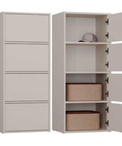 CDF Hochschrank mit 4 Türen und Einlegeböden - für Schlafzimmer und Wohnzimmer - Modernes Design und langlebige Ausführu