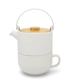 Bredemeijer weißes Mattes Keramik Tea-for-one Set für Einzeller im Büro 0.5 Liter 2-teilig