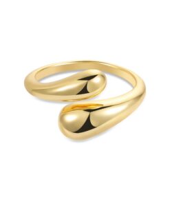 ALEXCRAFT Sterling Silber 925 Hypoallergen und 14K Vergoldete Offene Verstellbare Fingerringe