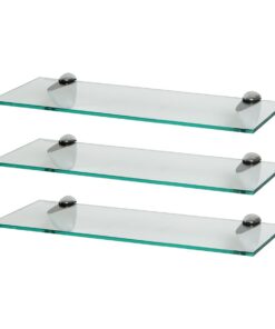 Harbour Housewares 3er Set 50cm Klare Glas Schweberegale - Badezimmer Küche Dusche Lagerung mit Silber Klammern