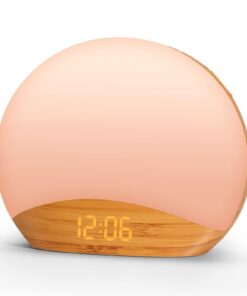 REACHER Sunrise Licht Wecker Holzmaserung - 26 Schlaf Sounds Weißes Rauschen für Baby Erwachsene Schlafzimmer