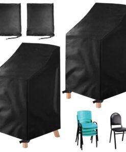 Gartenstühle Abdeckung Schutzhülle 75×75×120 cm – 2er Set, Oxford-Gewebe, wasser- & winterfest, Abdeckhaube für Stapel-