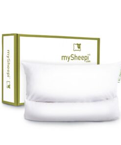 mySheepi Nackenkissen mit Nackenrolle - ergonomisches Kopfkissen, anpassbare Füllung für Rückenschläfer, Bauchschläfer,