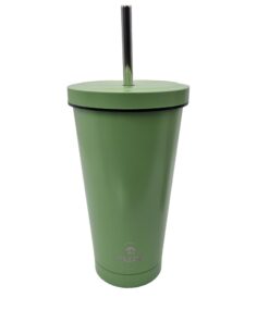Kenucamp Premium Edelstahl Thermobecher mit Strohhalm 500ml | Doppelwandig, Auslaufsicherer Isolierschutz für Warme und