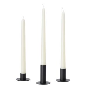 Schwarzer Kerzenständer Satz 3PCS dekorative Metall-Kerzenhalter Kegelkerzen abgestufte Höhen für Wohnzimmer und Party