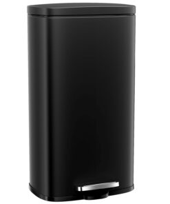 Clevich Mülleimer Schwarz 50L Stahl Soft-Close Fußpeda Büro Küche Badezimmer