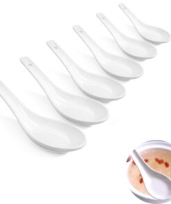 Yeenano Asiatische Suppenlöffel für Dumplings und Wontons - Keramisches Porzellan Löffel Set mit Reislöffeln