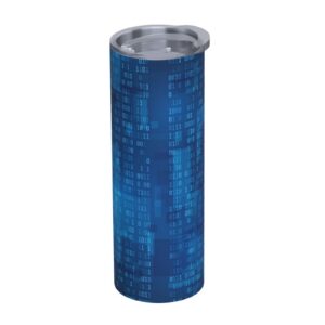 YXDVPALNE Programmierer Binärcode Blau Wasserflasche Isolierte Edelstahl Becher Vakuum Tumbler 20 Unzen