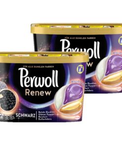 Perwoll Renew Caps Schwarz & Faser Waschmittel, sanft reinigend für schwarze & dunkle Wäsche, Farbauffrischung und Faser
