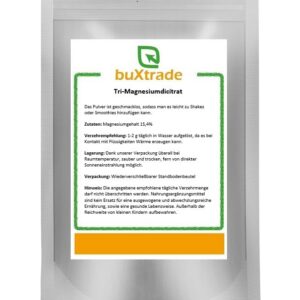 Buxtrade Tri-Magnesiumdicitrat 5x 1 kg Pulver - Magnesium-Nahrungsergänzungsmittel