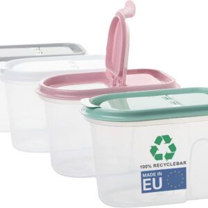 2friends Vorratsdose, 1,1 Liter transparent mit Klappdeckel, ideal für Müsli - grau|Rosa|Weiß|Grün