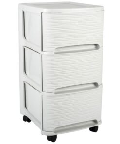 Ondis24 White Stone Rollcontainer Schubladenturm 4 Laufrollen 3 Schubladen Büroschrank steinoptik