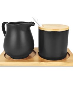 Milch und Zucker Set für Küche & Kaffee - Keramik Porzellan Milchkännchen & Zuckerdose mit Spülmaschinen- und Mikrowelle