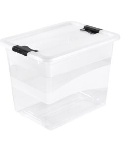 Keeper Aufbewahrungsbox mit Deckel und Schiebeverschluss, 24 L, Cornelia,-transparent