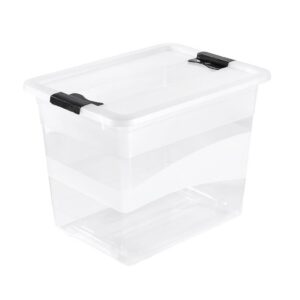 Keeper Aufbewahrungsbox mit Deckel und Schiebeverschluss, 24 L, Cornelia,-transparent