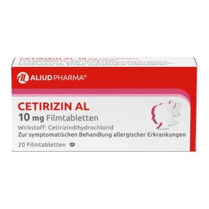 ALLERGIE BEHELMUNG ALIUD PHARMA Cetirizin AL 10 mg: Symptomatische Behandlung von Allergierhinweisung für Erwachsene | 2