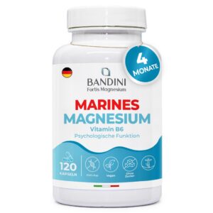 Bandini® Marine Magnesium und Vitamin B6 | Hoher Gehalt an marinem Magnesiumoxid: 200 mg Magnesium und 1,4 mg B6 | Für N