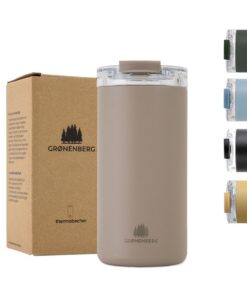 Groenenberg Thermobecher | Kaffeebecher to go | Halt warm 4 Std | 100% Auslaufsicher | Edelstahl Becher (Earth) GRS Glob