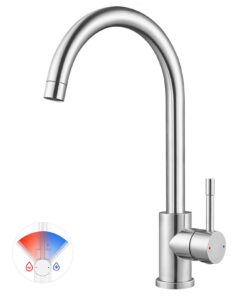 CECIPA Hochdruck Küchenarmatur 360° Schwenkbar für Edelstahl Spülbecken, Mischbatterie mit Hohem Bogen, Einhebel Armatur
