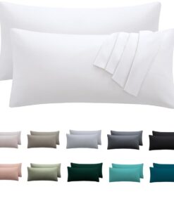 Kopfkissenbezug 100% Mikrofaser Weiß für Perfekte Nachtruhe | 40x60 cm Kopfkissenbezug 2er Set Weiß mit Reißverschluss