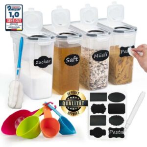 Soz® 2,5L Vorratsdosen 4er Set – luftdicht, mottensicher, BPA-frei, geruchsneutral, stapelbar, ideal für Küchen-Aufbewah