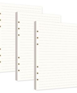3 Packung/240 Blätter Horizontale Linie Papier für Filofax A5 - Ersatzblätter für Notizbuch und Tagbuch - 6 Löcher - Mal