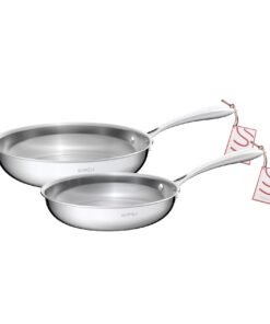 5-lagiges Bratpfannenset aus Edelstahl für professionelle Küchen, spülmaschinen- und backofenfest, Induktionspfannen mit