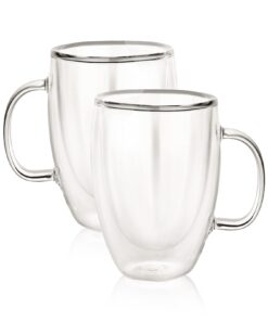 Furmaware Isolierte Glasbecher, doppelwandig, für Tee, Cappuccino, heiße Getränke, mikrowellen- und spülmaschinenfest, 4