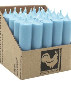 KERZENFARM HAHN Luterna Stabkerzen aus Paraffin Taubenblau 4046203413410 100/22 mm, 4h Brenndauer, 25 Stück