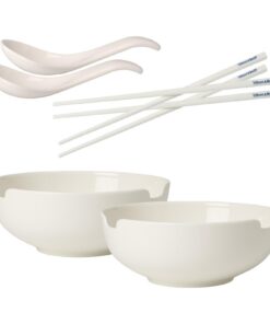 Villeroy & Boch Soup Passion Suppen-Set für 2 Personen:Premium Porzellan, Weiß - Weiß, 6 Teile, Asia-Suppenschalen (1,4