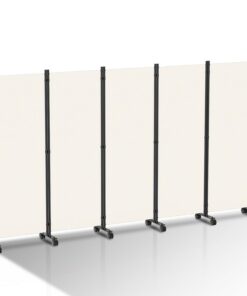 Vigevee Raumteiler Paravent Beige 5 Teilig 284x181 cm Stoff Stellwand Freistehend Breite Füße Rollparavent